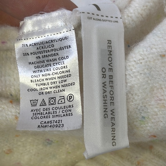 NWOT LOFT Cream Cowl Neck Sweater with Asymmetrical Hem - Picture 7 of 7